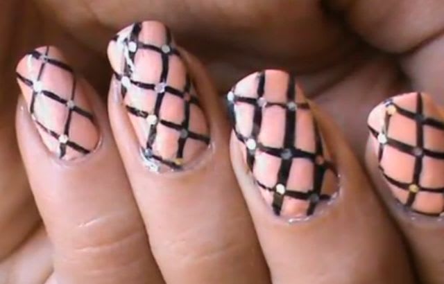 Fishnet Nail Art with Bling Step-by-Step
