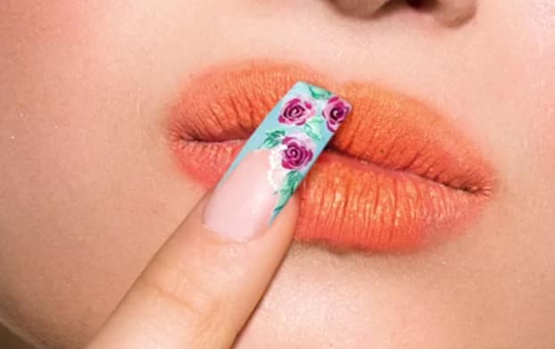 Rose Floral Nails With Gel