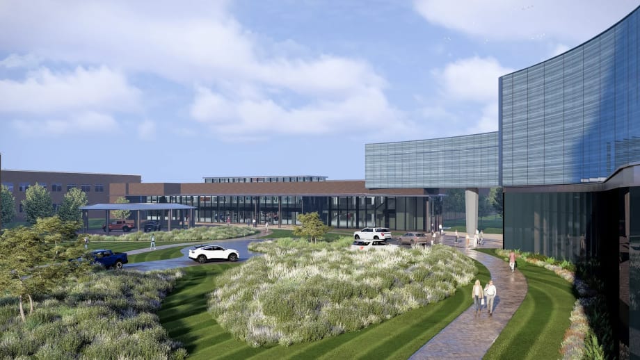 rendering of outside of Ford's World Headquarters South connection to the new World Headquarters complex