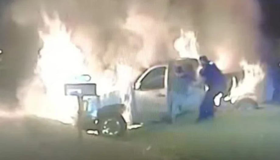 Michigan Officer Pulls Elderly Woman from Burning Pickup Truck