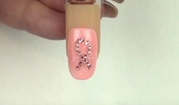 Breast Cancer Awareness Studded Nail Tutorial
