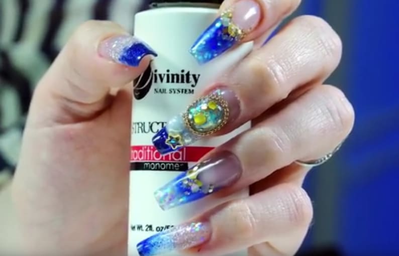Ballerina-Shaped Acrylic Holiday Nail Design