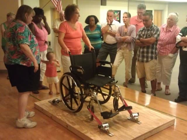 Bus floor mock-up built for wheelchair tiedown training