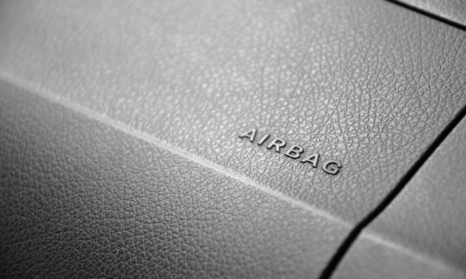 Airbag text on dashboard of car