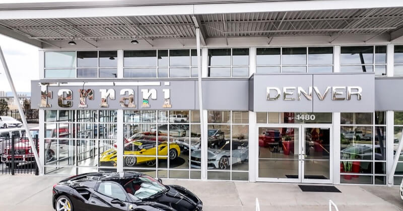 The outside of a Ferrari dealership
