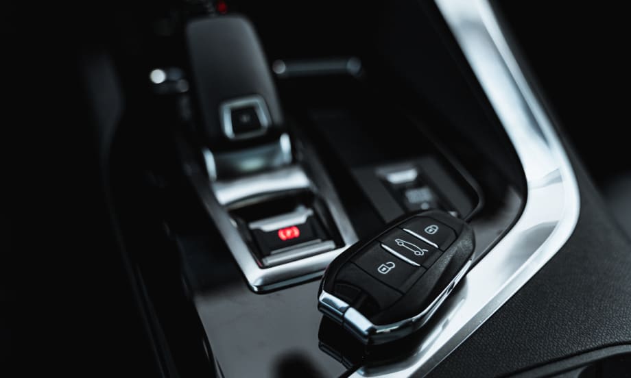 Car key fob on center console.