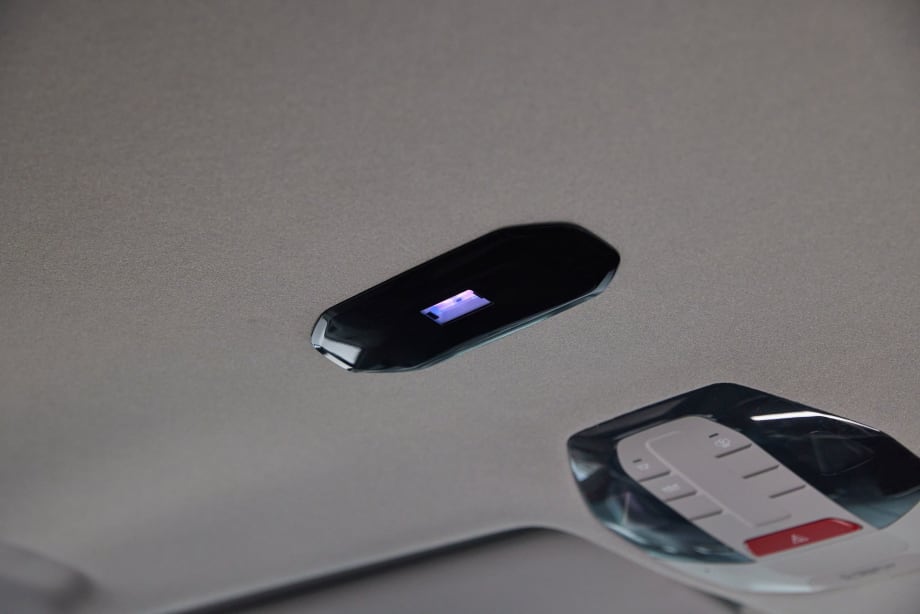 Console on roof of car.