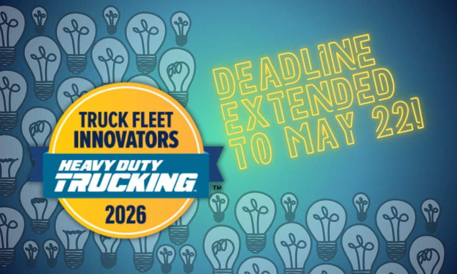 Illustration of HDT Truck Fleet Innovators logo and drawings of light bulbs