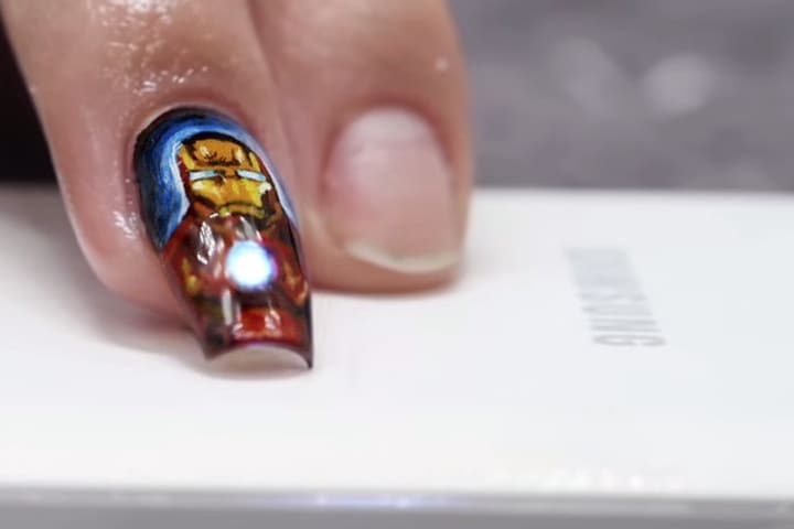 Iron Man Nail Art Tutorial Using LED Lights