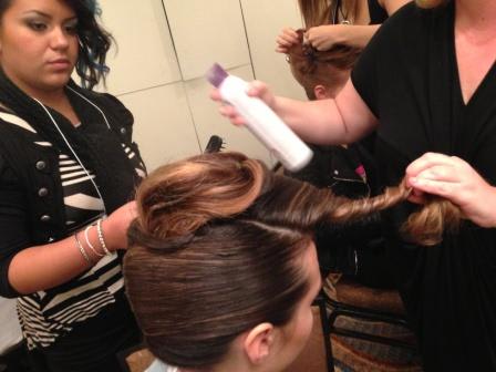 Textured Updos: Lucie Doughty Backstage at Irene by Greg LaVoi