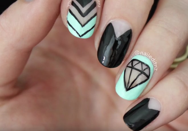 Diamond Negative Space Nail Art