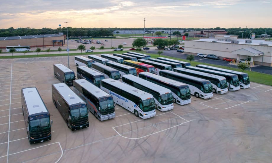 CharterUp fleet vehicles used for Hurricane Beryl disaster response.