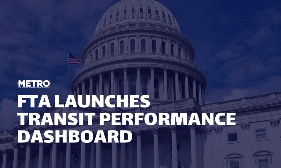 An image of the white house with text overlayed reading "FTA Launches Transit Performance Dashboard."