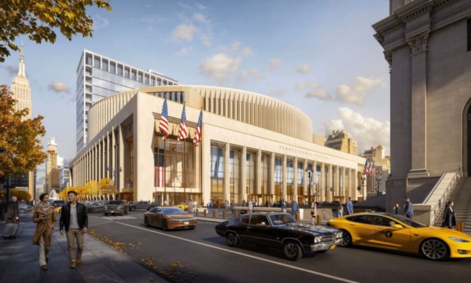 An Amtrak image of Penn Station with streetview.