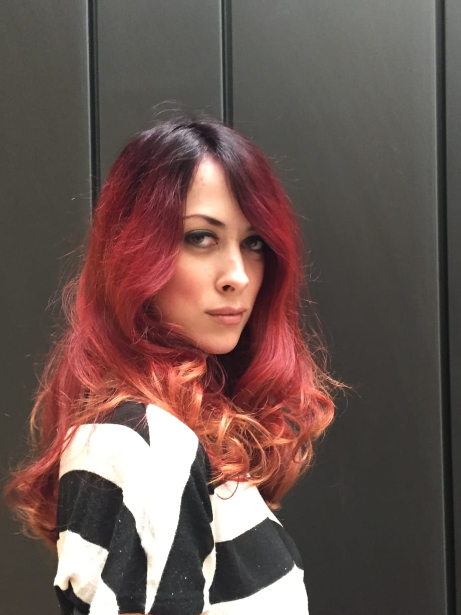 Haircolor Transformation: Brunette to Red with Steps and Formulas