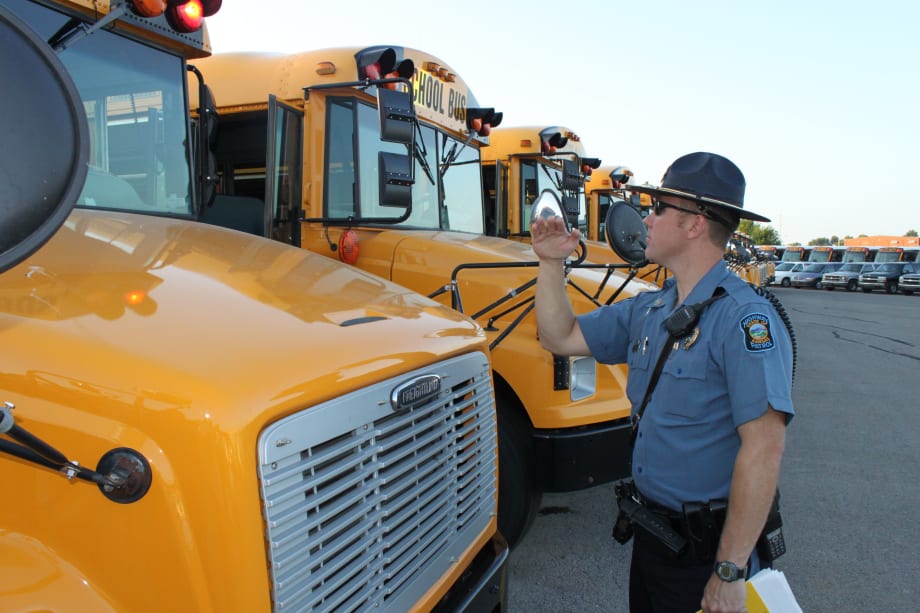 Kansas Highway Patrol conducting school bus inspections