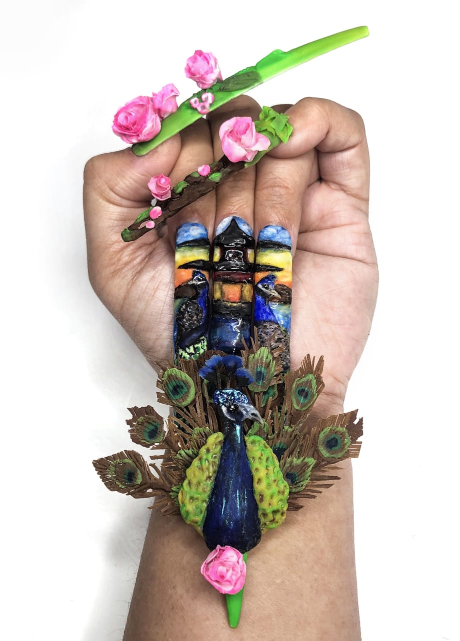 NTNA S. 6 Challenge 8: Peacock and Pagoda Nail Art (Kelsey)