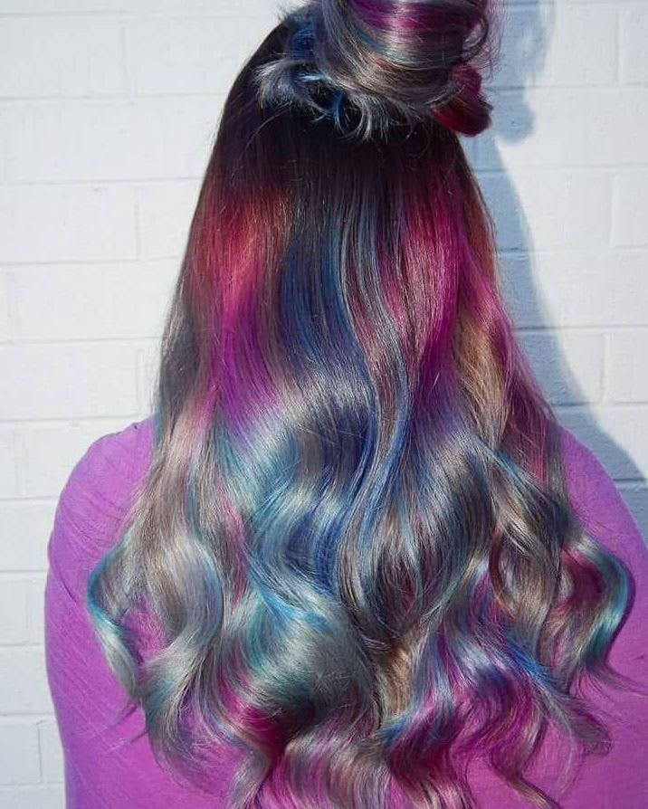Violet-Silver Toned Haircolor Inspired by an Abalone Shell