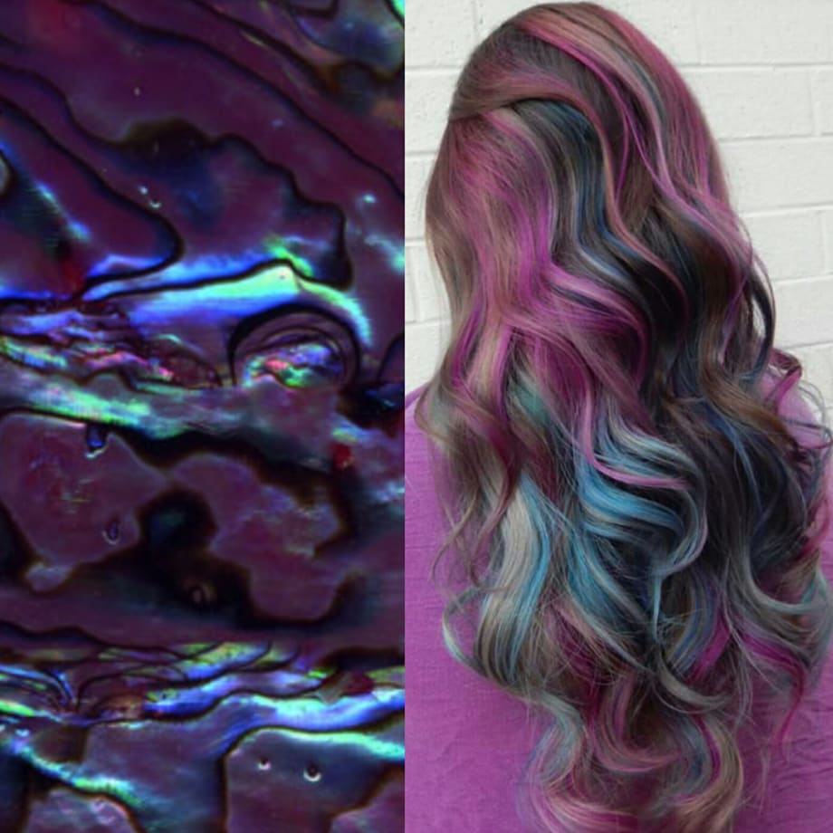 Violet-Silver Toned Haircolor Inspired by an Abalone Shell