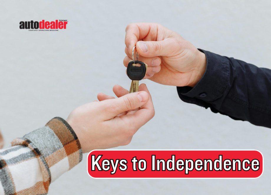 two hands exchanging a set of keys, Auto Dealer Today, Keys to Indpendence