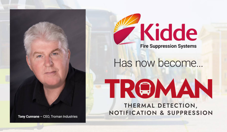 headshot of Tony Cunnane, CEO, with the Kidde and Troman logos