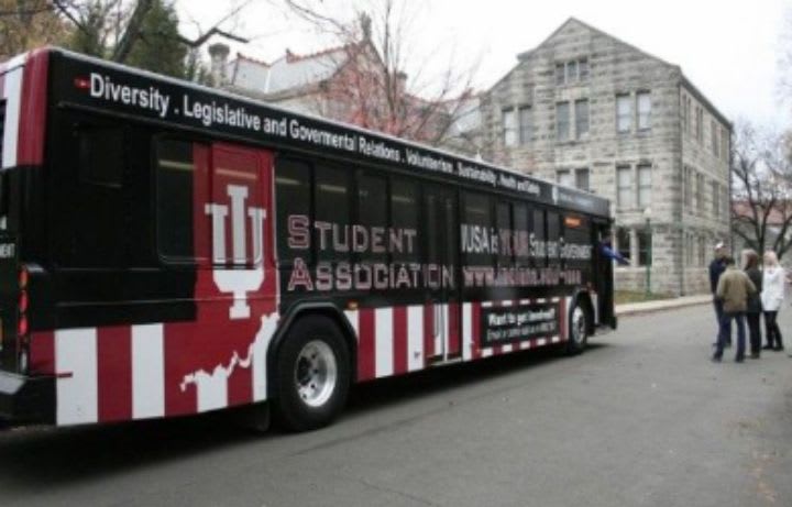 Indiana University uses bus wrap to spread word
