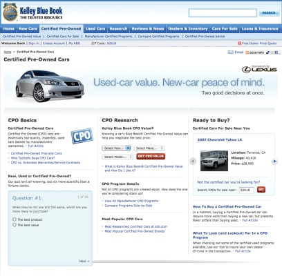KBB Launches CPO Vehicle Values Section on kbb.com