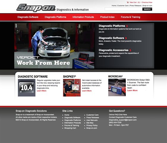 Snap-on Redesigns Diagnostics Website