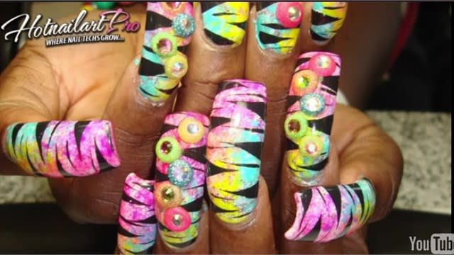 Sponge Nail Art with Tiger Print
