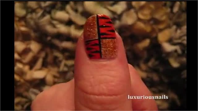 Glitter Tiger Print Square Nail Tutorial by LuxuriousNails