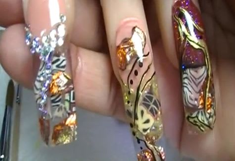 Leopard Fimo Acrylic Nail Art Design