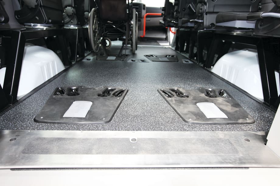 Hide-A-Way wheelchair securement