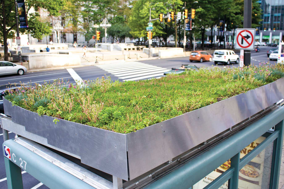 Philadelphia installs green bus shelter to promote storm water management