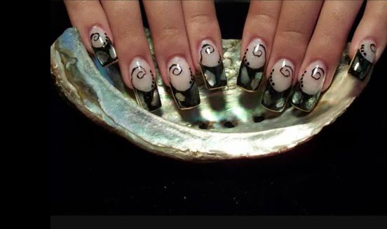 Two-Way Golden Acrylic Abalone Nail Art by Tracie McNeal