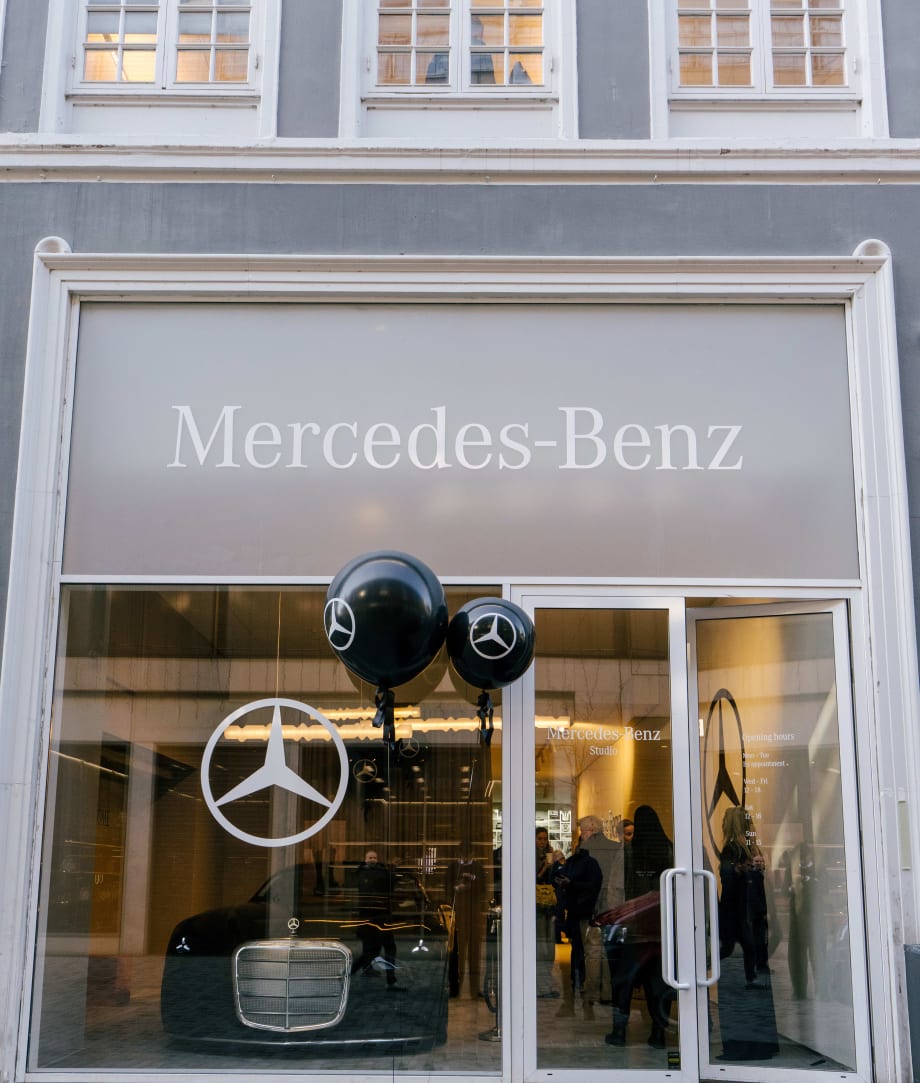 Photo of the front of a Mercedes studio location