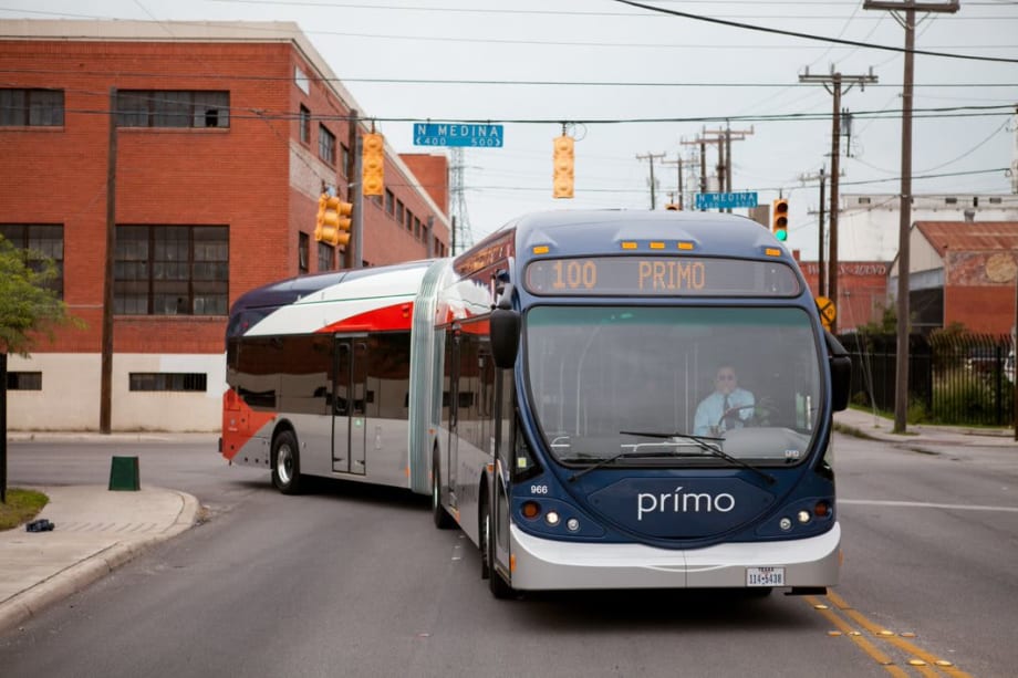 A VIA Metropolitan PRIMO bus