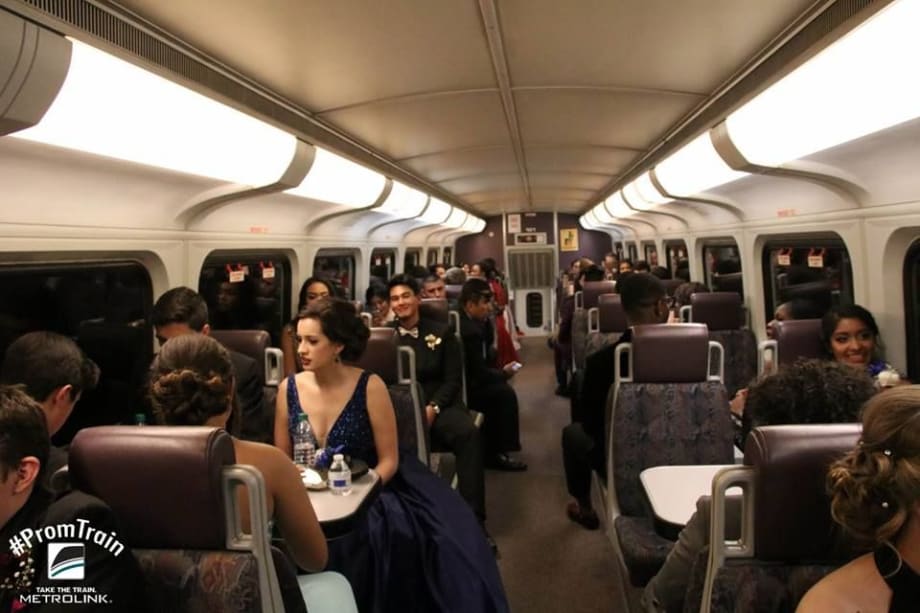 Calif. students trade buses for trains to travel to prom