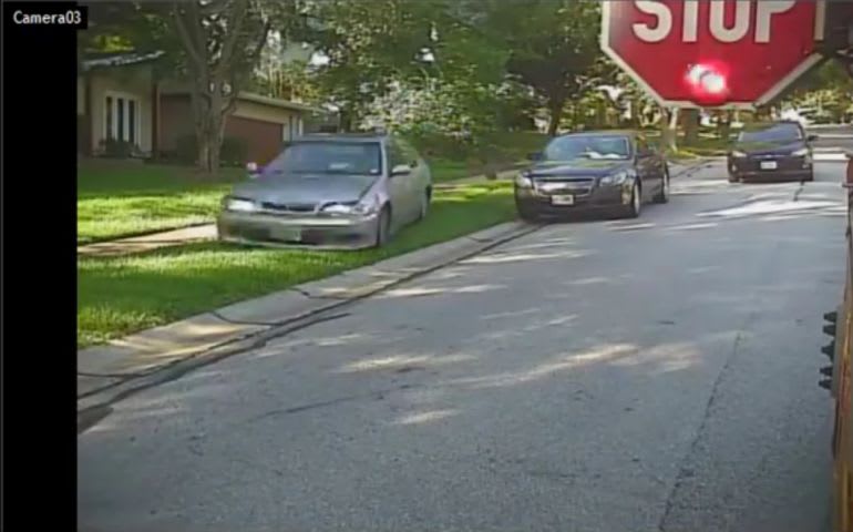 Video Shows Motorist Driving on Lawn to Pass School Bus