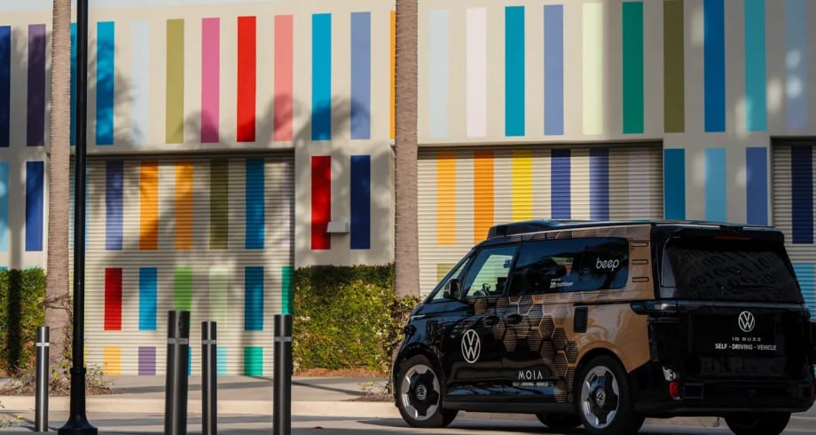 A MOIA/Beep vehicle on the road