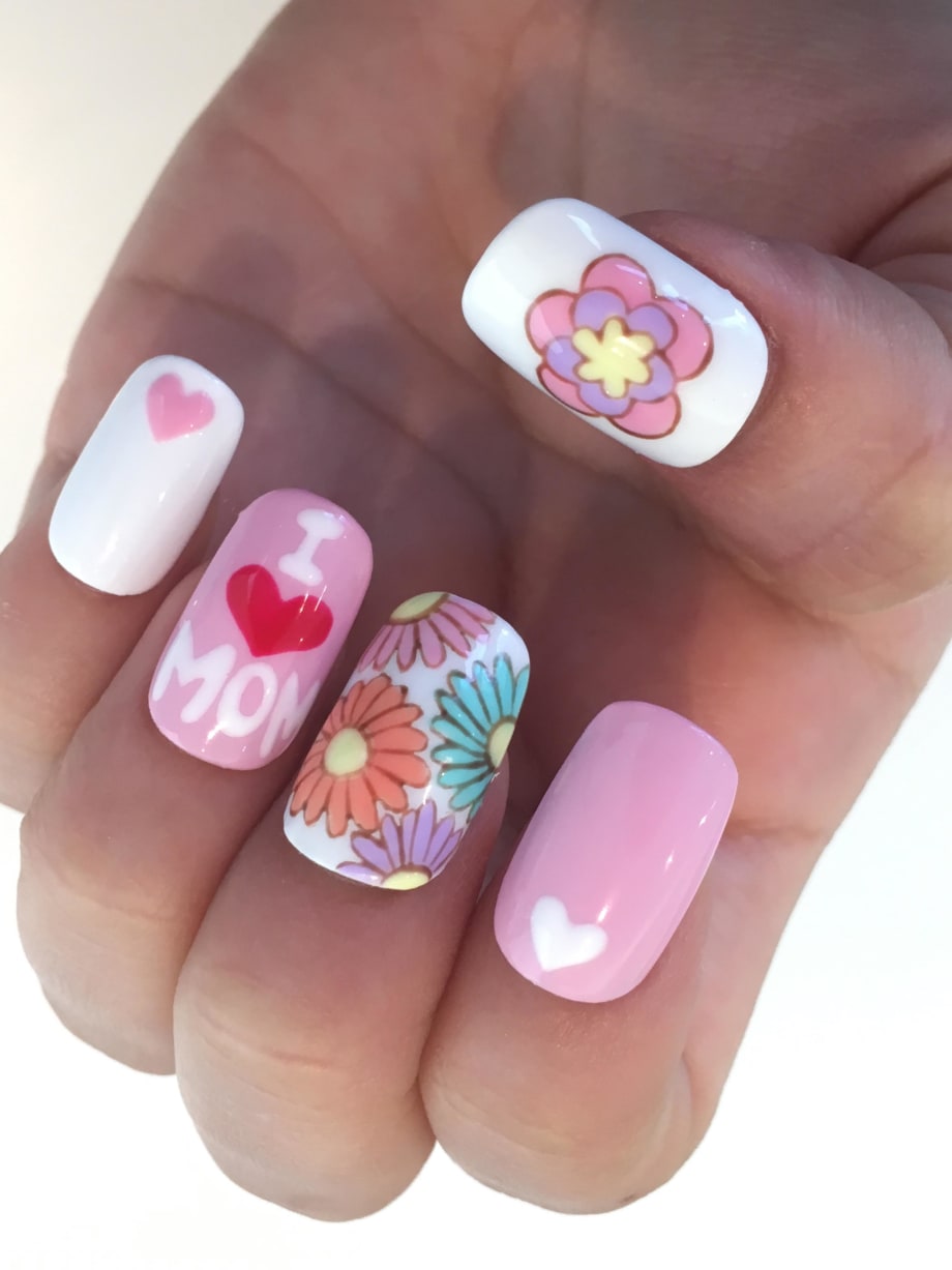 I Heart Mom Nail Art Tutorial