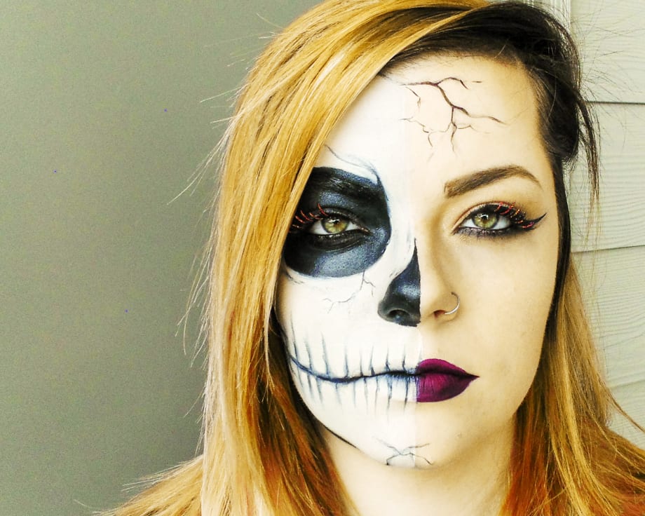 Boo! Half Skull Halloween Makeup