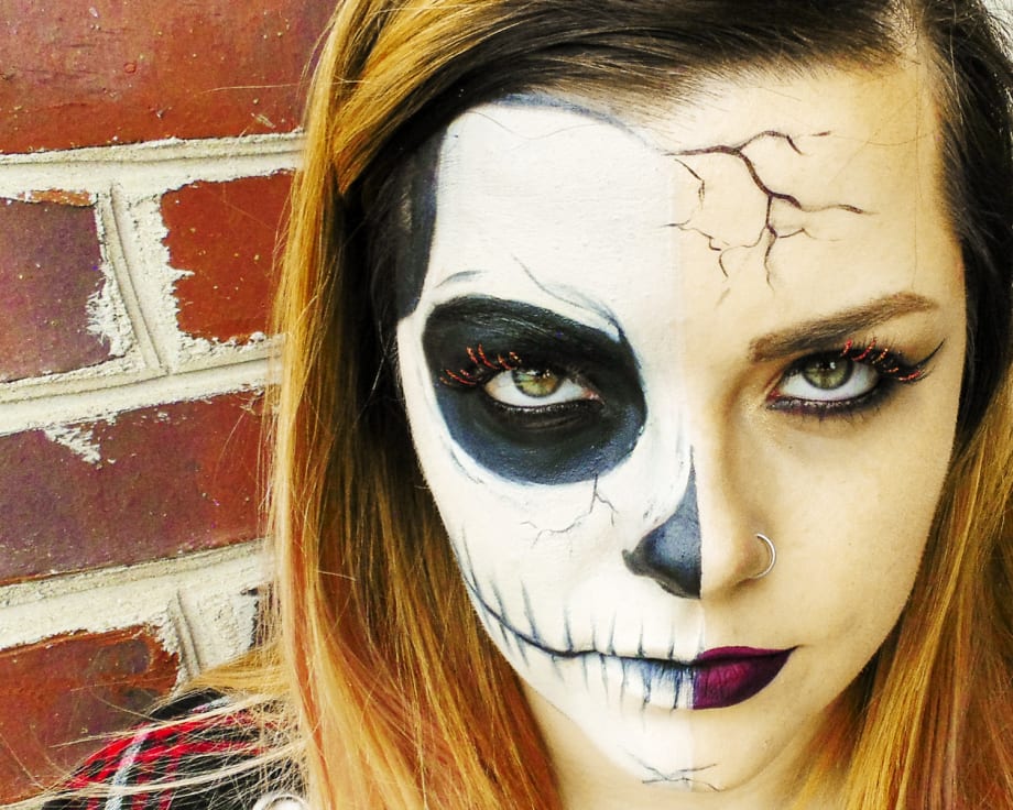 Boo! Half Skull Halloween Makeup