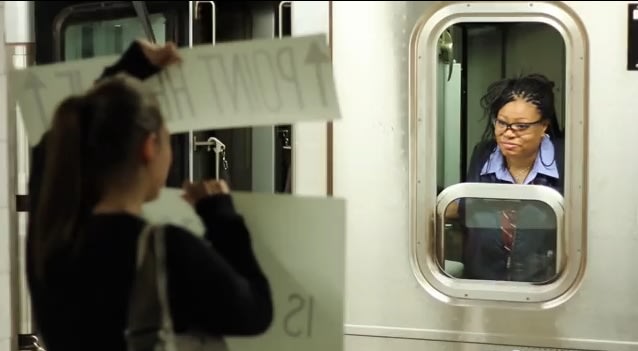 Humorous signs give boost to NYC subway conductors