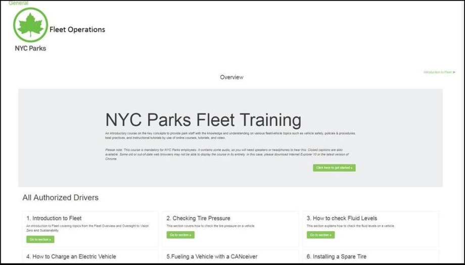 NYC Parks Develops Online Fleet Driver Training Program