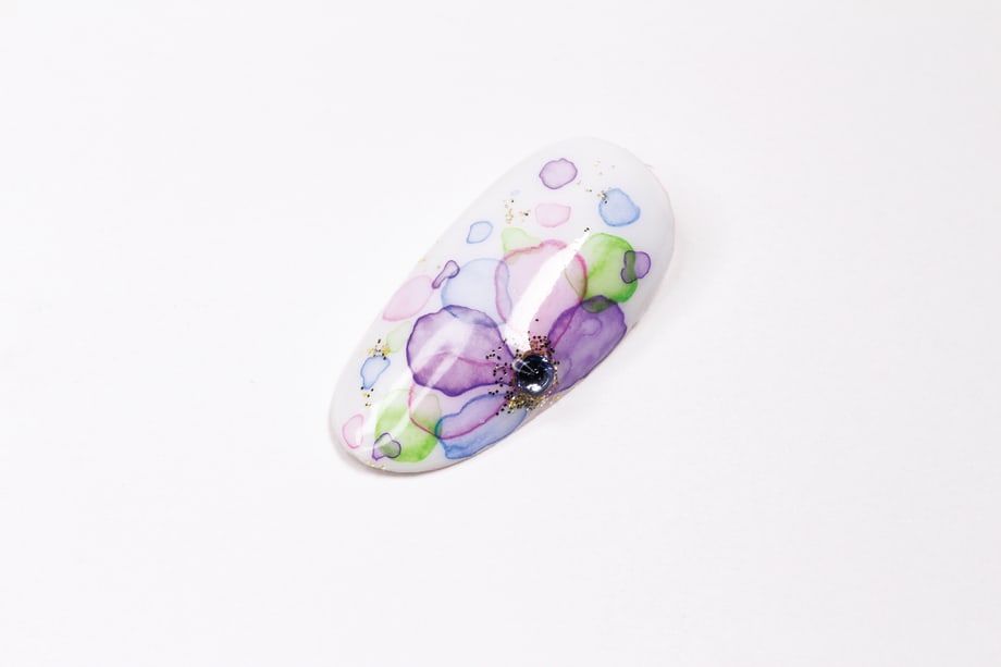 Japanese-Style Watercolor Flower Nail Art