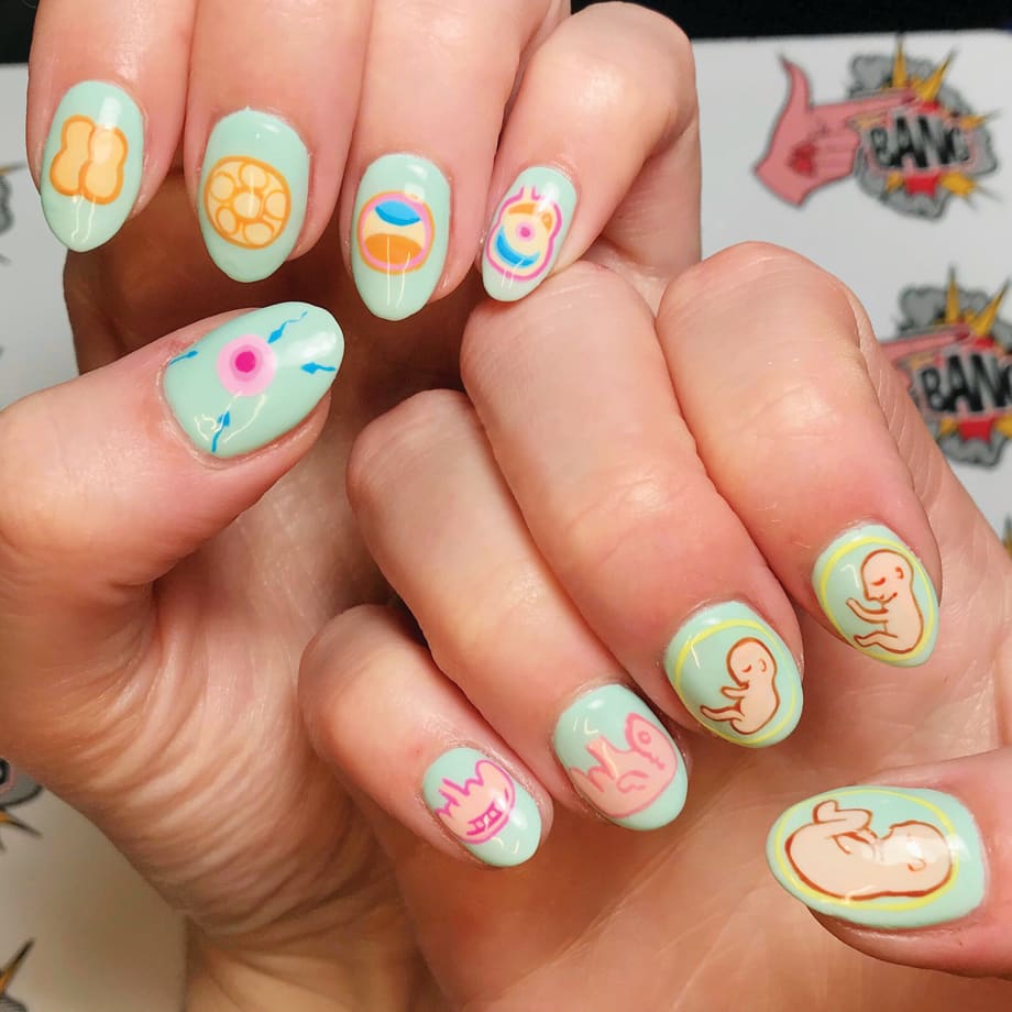 Gender Reveal Nail Art