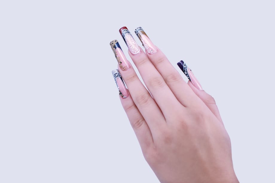 Victorian-Inspired French Tip Acrylic Nails