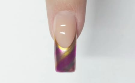 Shiny Gradient Rainbow on French Manicure
