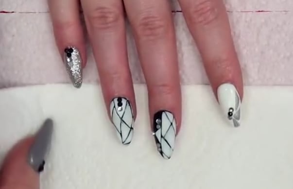 Geometric Matte Effect Nail Design