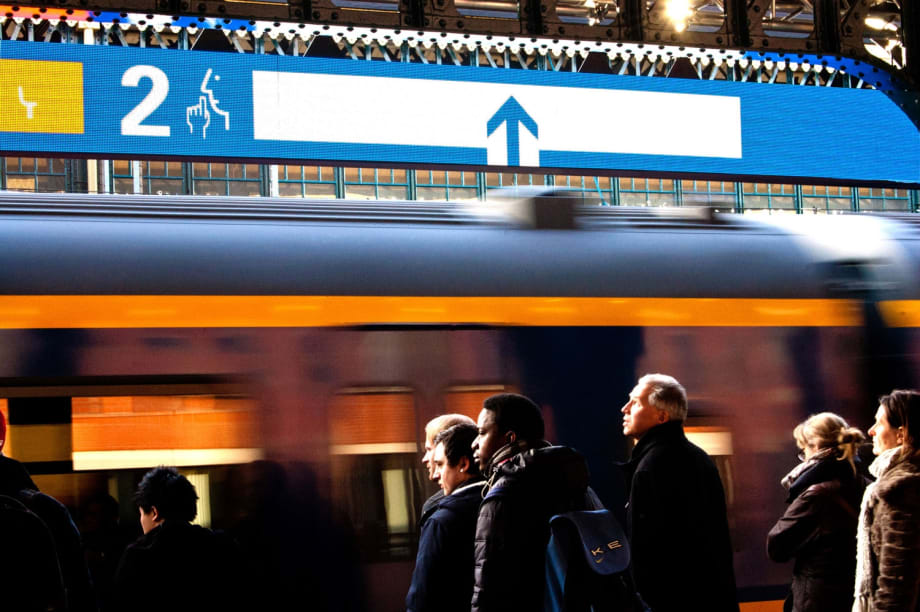 Ingenious signs reveal where to get a seat on Dutch train